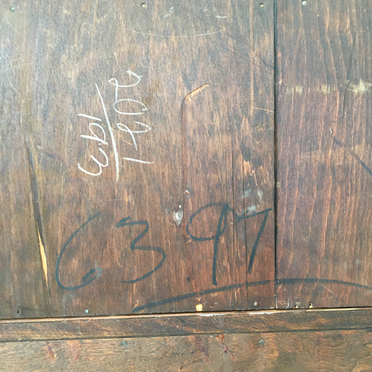 Large Old Wood Sunburst Monterey Furniture Hutch