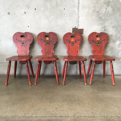 Set of Four Red Wine Cellar Monterey Furniture Chairs