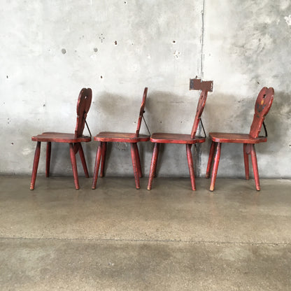 Set of Four Red Wine Cellar Monterey Furniture Chairs