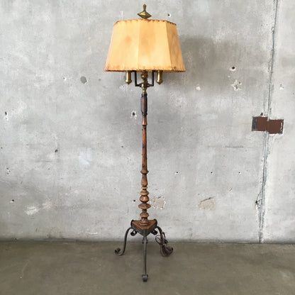 Mason MFG Early Monterey Furniture Iron Brass Wood Floor Lamp