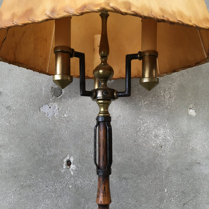 Mason MFG Early Monterey Furniture Iron Brass Wood Floor Lamp