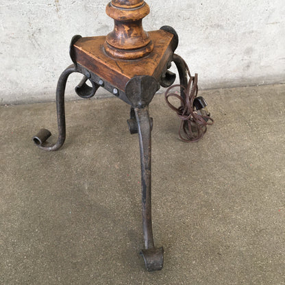 Mason MFG Early Monterey Furniture Iron Brass Wood Floor Lamp
