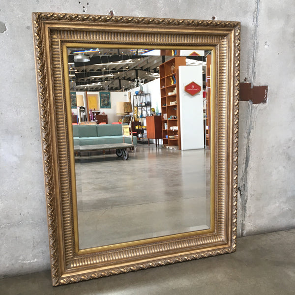 Beveled Wood Carved Gilded Wall Mirror
