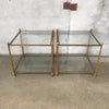 Pair of Iron/Glass Top end Tables w/Rope Detail