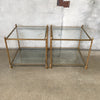 Pair of Iron/Glass Top end Tables w/Rope Detail