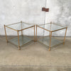Pair of Iron/Glass Top end Tables w/Rope Detail
