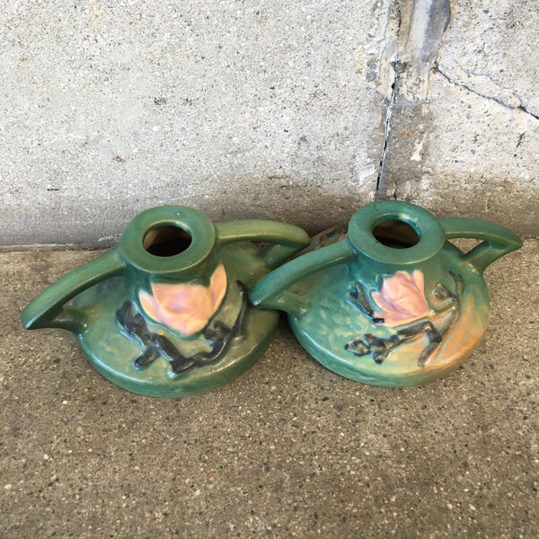 Pair Of Roseville Candle Holders