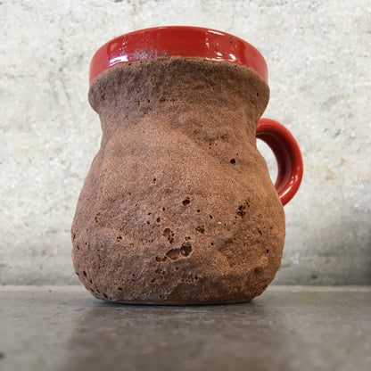 Set of Eight Italian Orange Lava Glaze Mugs