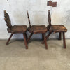 Set Of Three Rustic Heavy Solid Mahogany Chairs