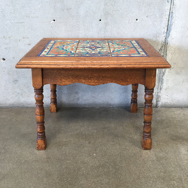 Six Tile 1920's Wooden Base Table
