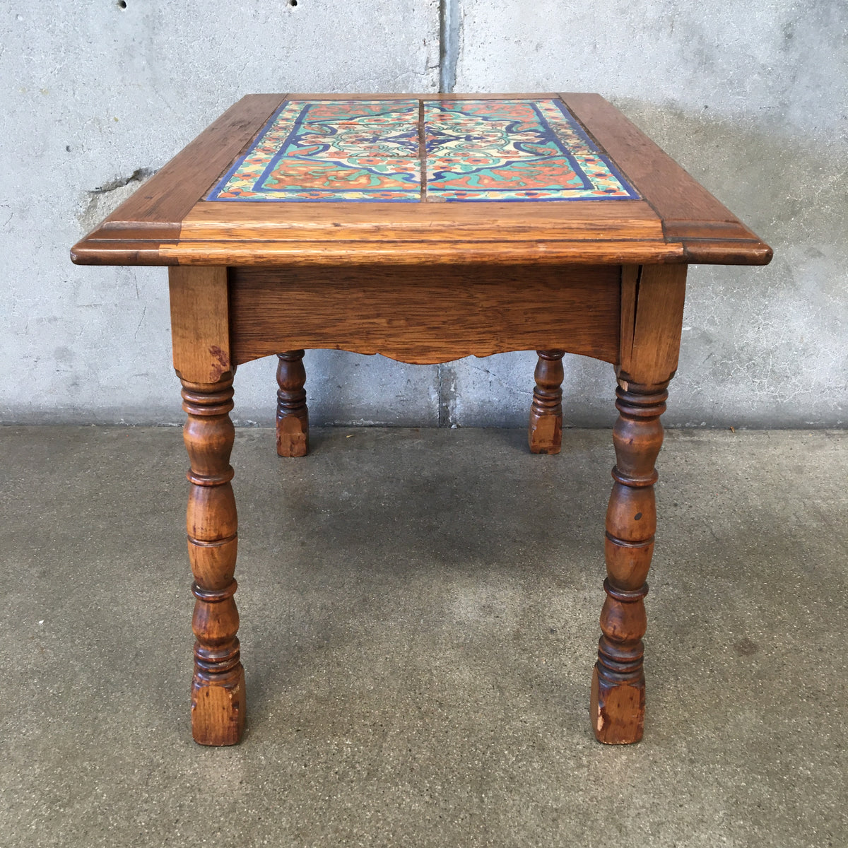 Six Tile 1920's Wooden Base Table