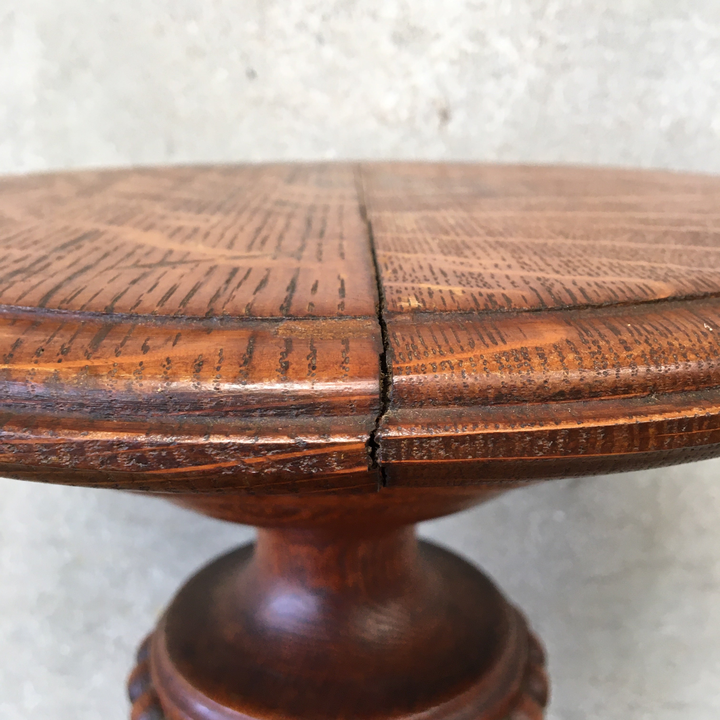 American victorian inlaid circular carved wooden plant stand side table