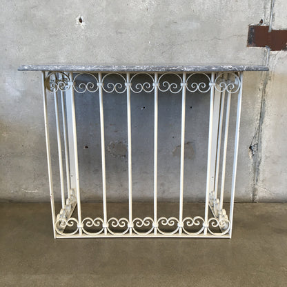 Vintage Wrought Iron Scroll Console With Grey Slate Top