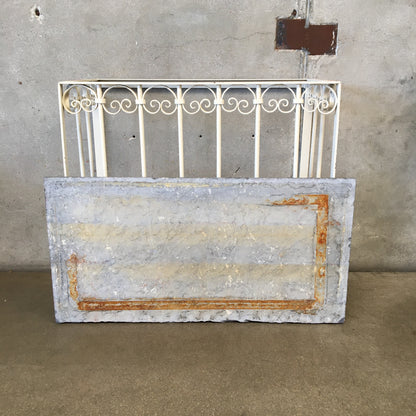 Vintage Wrought Iron Scroll Console With Grey Slate Top