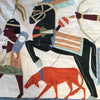 Vintage Roman Motif Hand Sewn Folk Art Tapestry