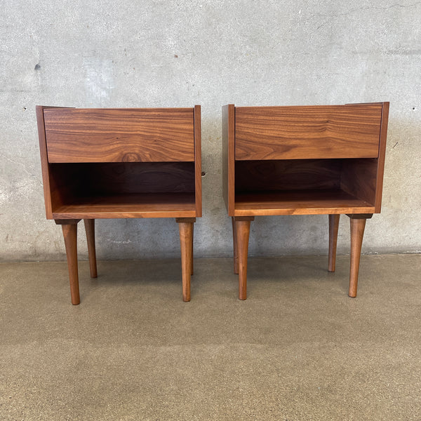 Pair Of Modern Walnut Nightstands