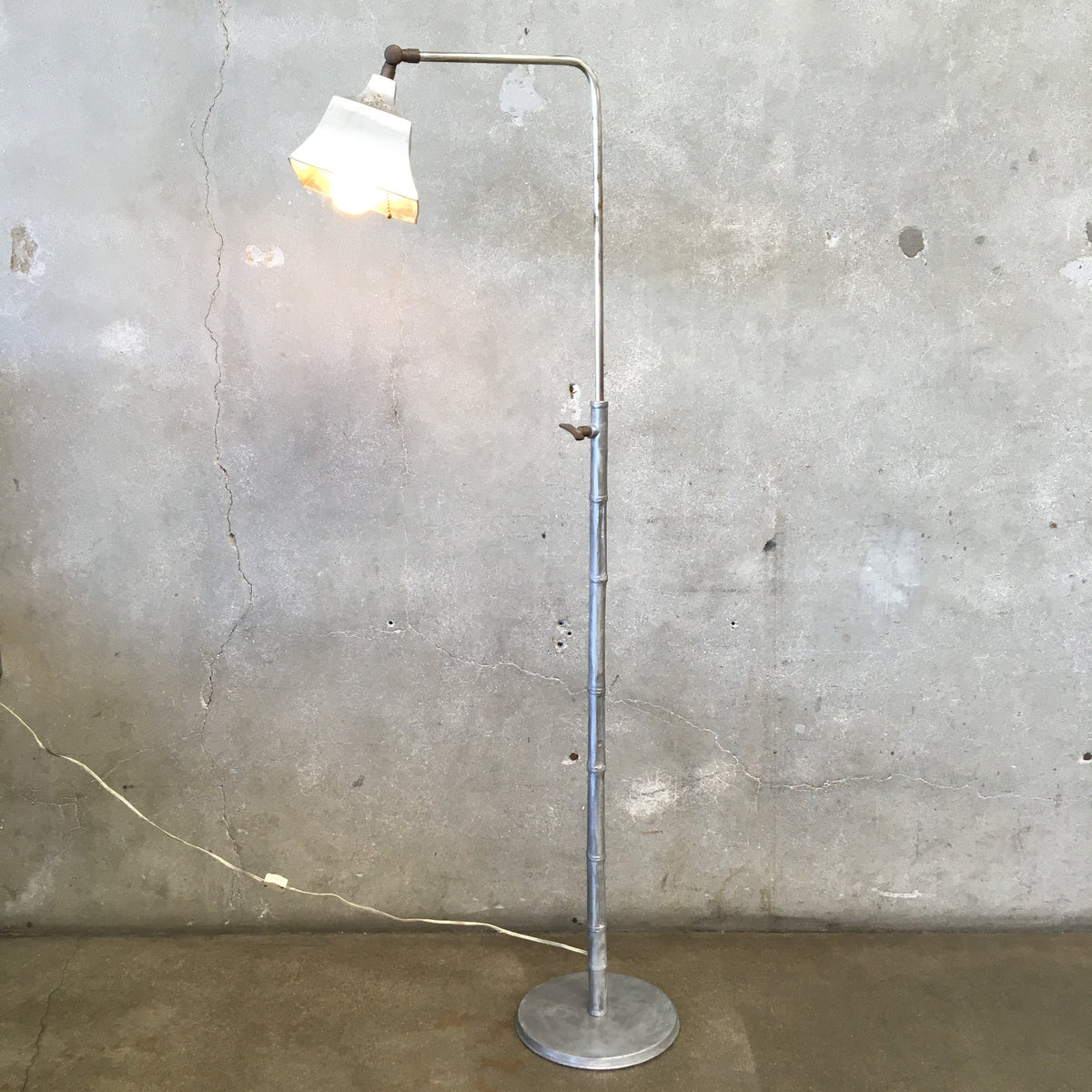 Vintage Polished Steel Bamboo Adjustable Floor Lamp By De Campos