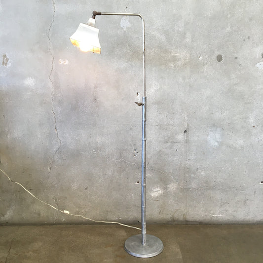 Vintage Polished Steel Bamboo Adjustable Floor Lamp By De Campos