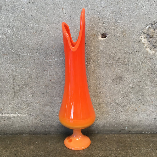 Mid Century Orange Footed Swing Vase