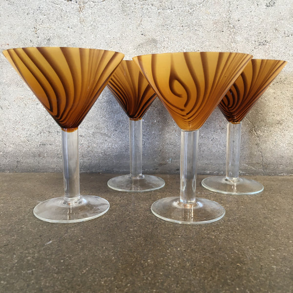 Set of Four Murano Italian Martini Glasses