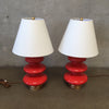 Pair Of Christopher Spitzmiller Red Accent Lamps By Visual Comfort