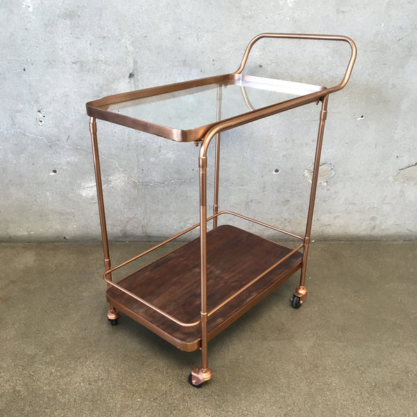 Mid Century Style Copper Finish Bar Cart