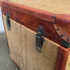 Leather And Burlap Storage Trunk