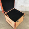 Leather And Burlap Storage Trunk