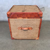 Leather And Burlap Storage Trunk