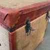 Leather And Burlap Storage Trunk
