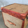 Leather And Burlap Storage Trunk