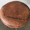 Vintage Leather & Nickel Finish Industrial Stool #1
