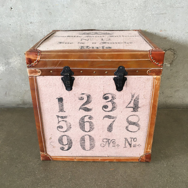 Leather Trim Burlap Decorative Trunk / Storage Box #1