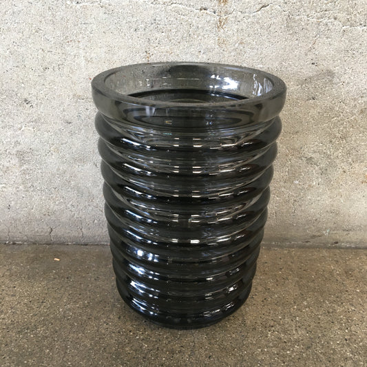 Mid Century Modern Gray Ribbed Vase