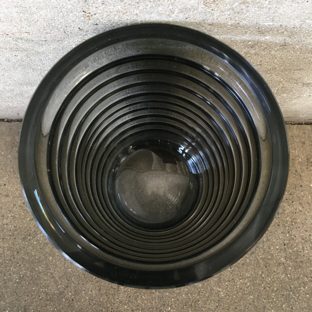 Mid Century Modern Gray Ribbed Vase