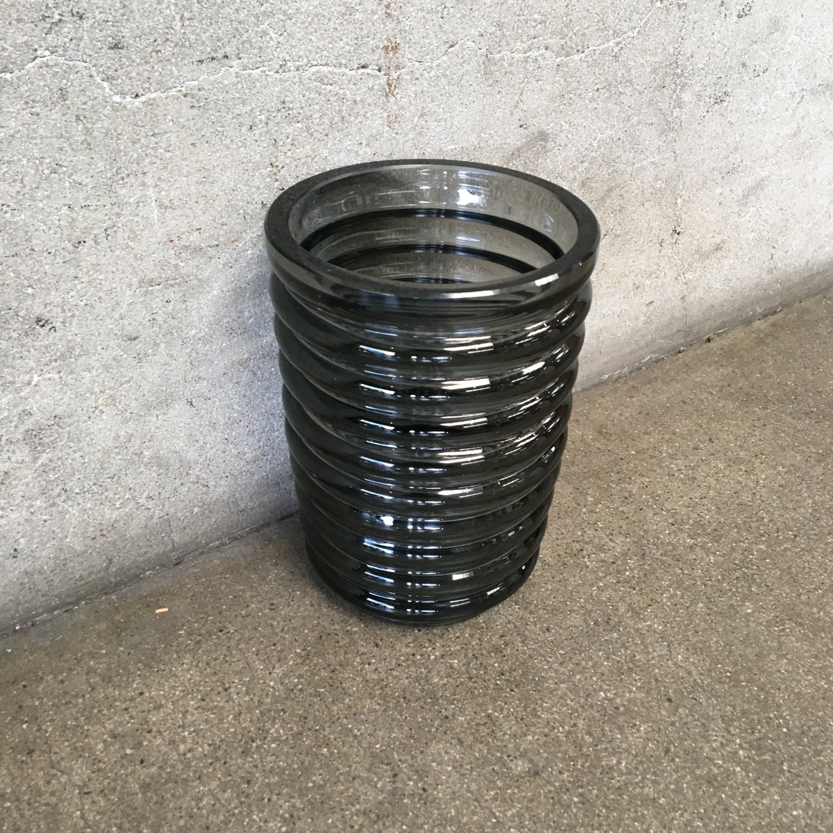 Mid Century Modern Gray Ribbed Vase