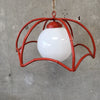 Orange Metal Bamboo And White Ball Hanging Lamp