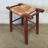 Small Wood Stool With Rattan Top