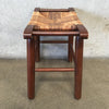 Small Wood Stool With Rattan Top