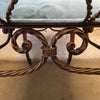 Iron Bench With Twisted Rope Detail - "French Blue Velvet" Upholstery