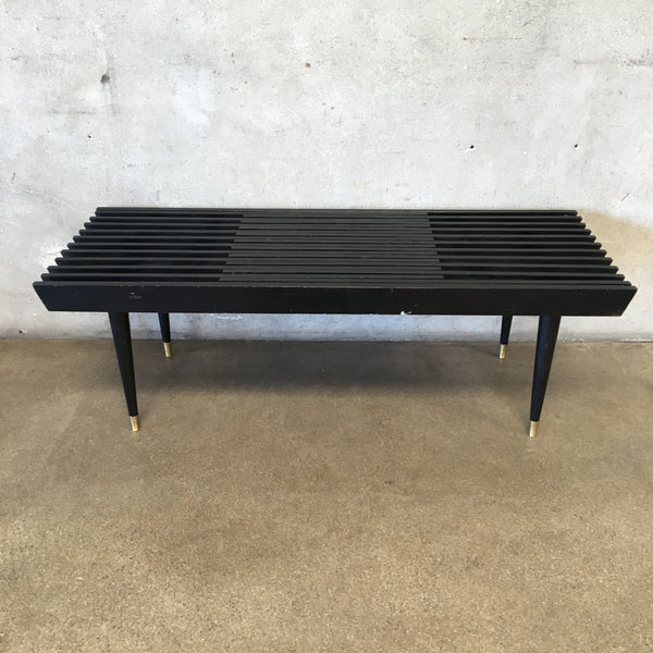 Mid Century Modern Black Slat Bench