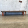 Mid Century Brown Slat Bench