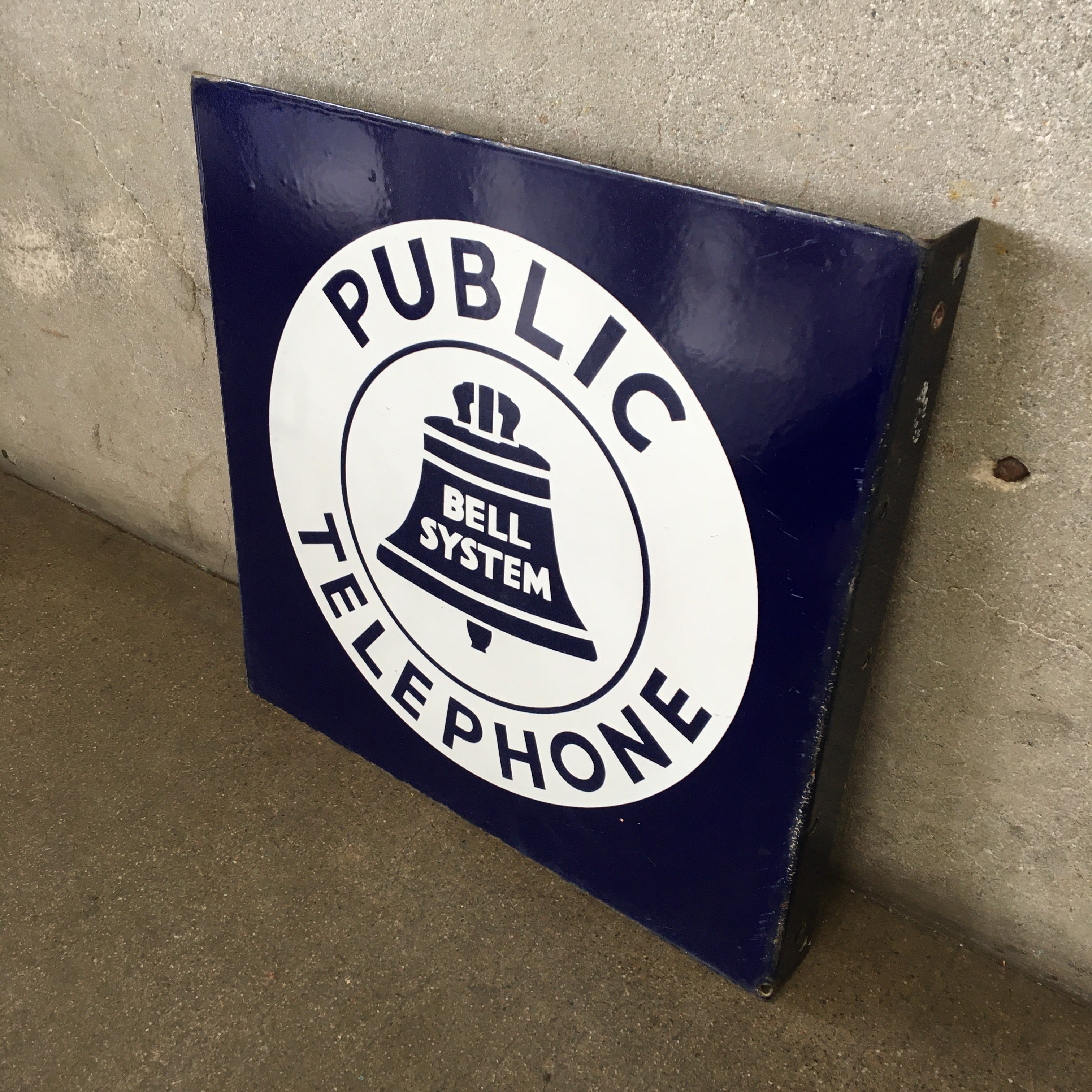 Current Telephone Sign Bell System Public Telephone Porcelain Sign