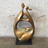 Mid Century Modern Sculpture Signed On Brass-Marble Base