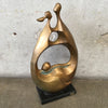 Mid Century Modern Sculpture Signed On Brass-Marble Base