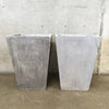 Pair of Concrete Tapered Square Planter Pots