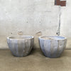 Pair of Scalloped Concrete Planter Pots