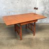 Vintage Oak Drop-Leaf Table With Hidden Center Leaf & Four Chairs