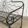 Minimalist Black Wrought Iron Patio Bench With Sun Design
