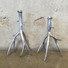 Pair Of Staghorn Aluminum Candle Holders